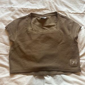 Gymshark waffle, knit, square, neck shirt. Size M